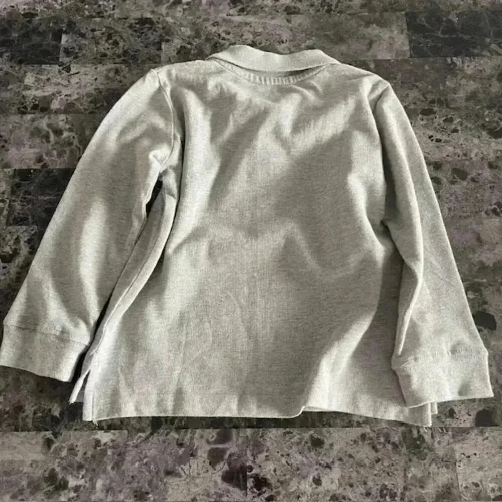 The Children's Place Boys' Long Sleeve Soft Jersey Knit Polo - Gray - Size 5